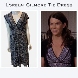 Watercolor Print Empire Tie Waist Jersey Dress ALT ASO Loreali Gilmore
